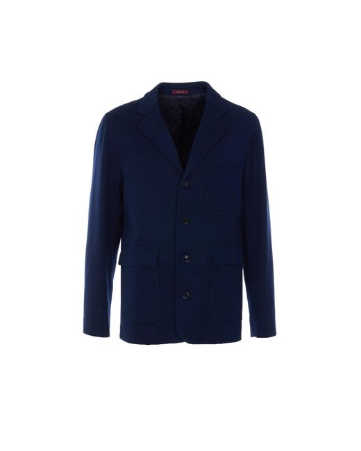 Gucci Blue Cotton Jersey Monobreasted Jacket for men