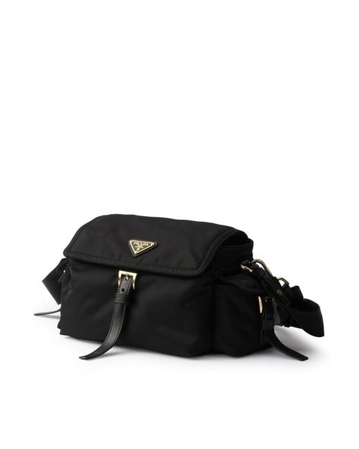 Prada Black Explore Medium Re-Nylon Bag With Flap