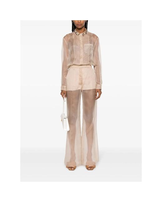 Prada White Neutrals Trousers