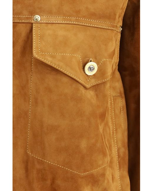 Versace Brown Leather Button Jacket for men
