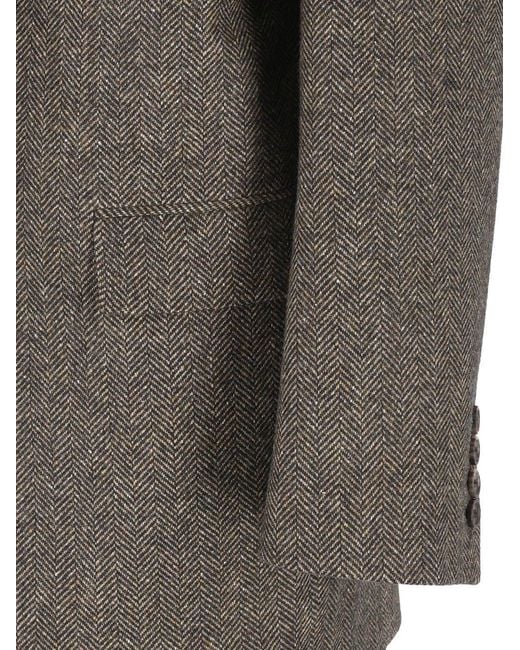 Saint Laurent Gray Herringbone Wool Jacket