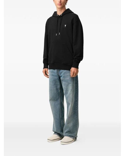 AMI Black Ami Hoodie for men