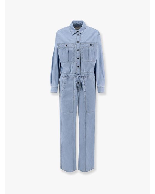 Isabel Marant Blue Marant Etoile Valena Cotton Jumpsuit