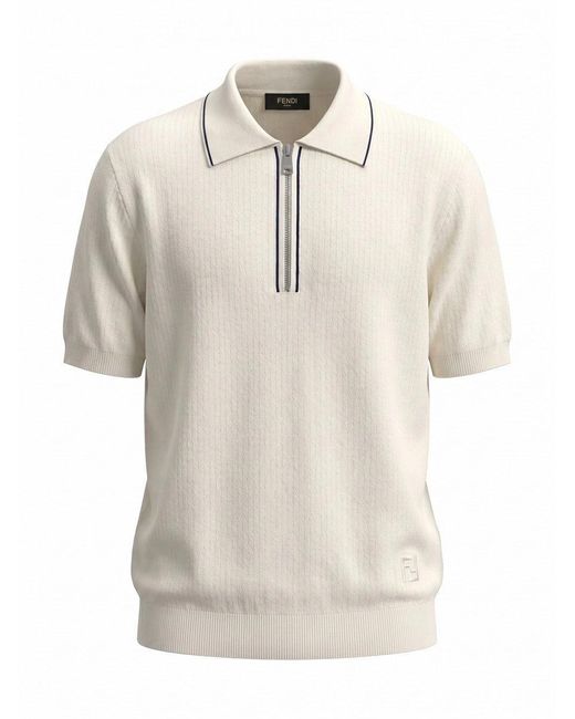Fendi White Polo Zip for men