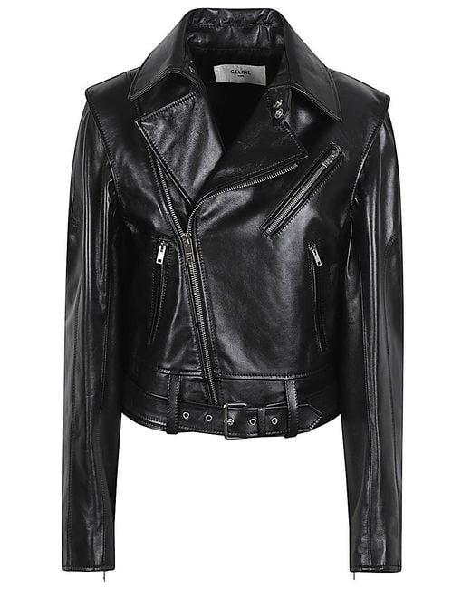 Céline Black Leather Biker Jacket