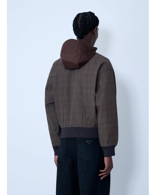 Prada Blue Hooded Wool Jacket for men