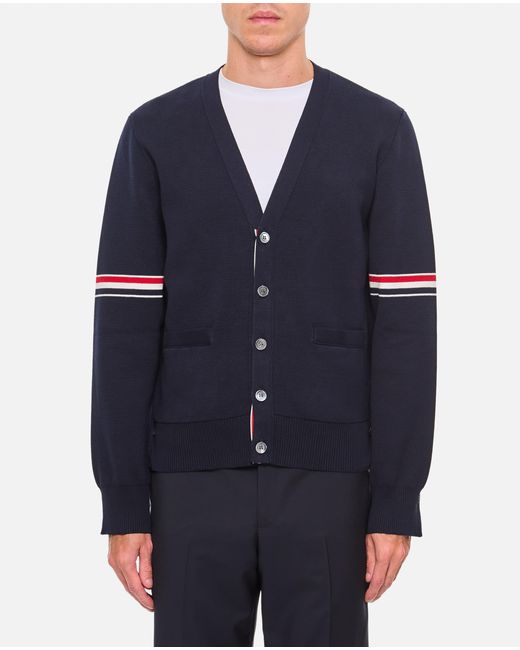 Thom Browne Blue Button-Front Cardigan for men