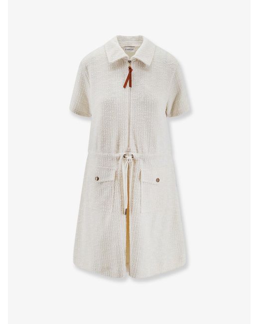 Moncler White Dress With Adjustable Drawstring