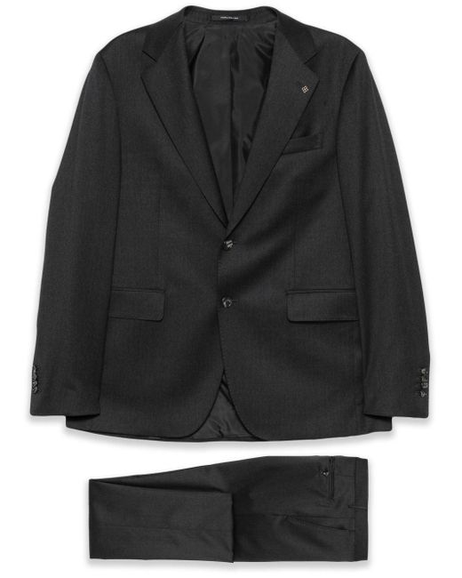 Tagliatore Black Tailored Wool Suit With Concealed Fastening for men