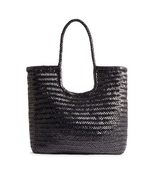 Dragon Diffusion Black Ns Diagonal Leather Tote Bag