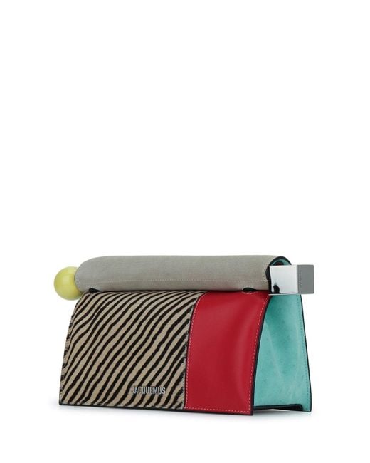 Jacquemus White Inspired Patchwork Pouch Bag With Curved Shape