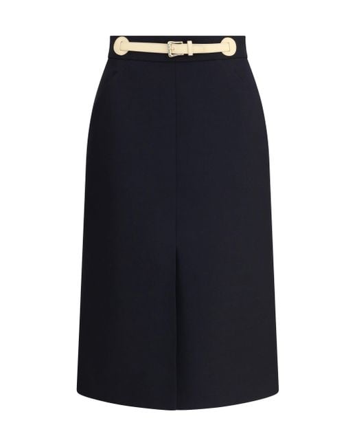 Valentino Blue Belted Midi Skirt