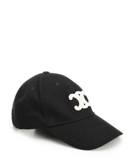 Céline Black "Triomphe" Cotton Baseball Cap for men