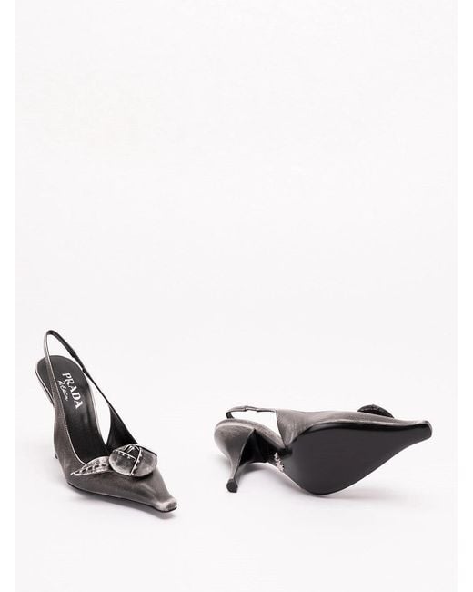 Prada White Leather Slingback Pumps