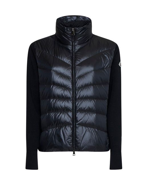 Moncler Black Padded Wool Cardigan By