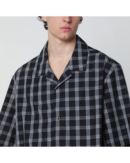 Studio Nicholson Black Kline Shirt Check Pattern for men