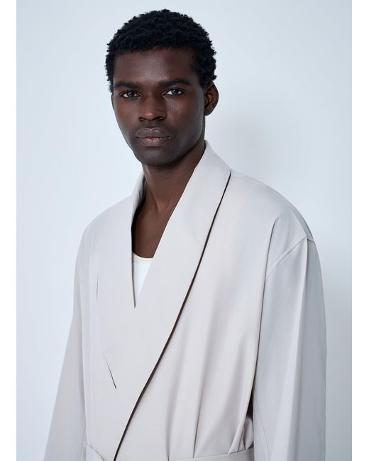 Prada White Limestone Robe Coat for men