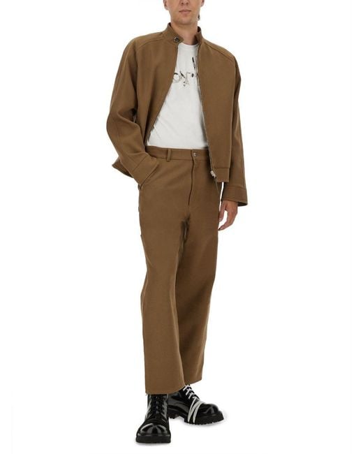 Moschino Brown Structured Boxy Jacket With High Collar