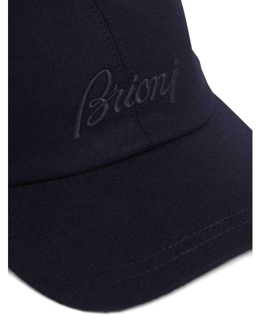 Brioni Blue Technical Cashmere Baseball Cap for men