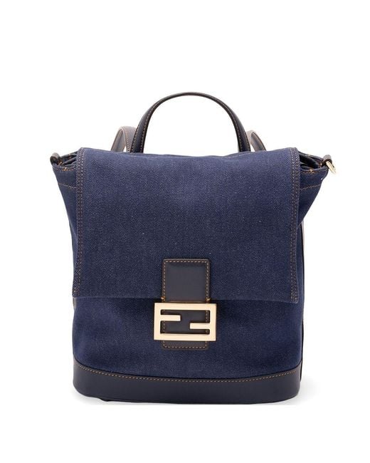 Fendi Blue Small Denim Backpack