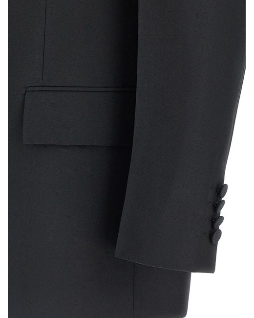 Gucci Black Double-Breasted Technical Panama Blazer for men