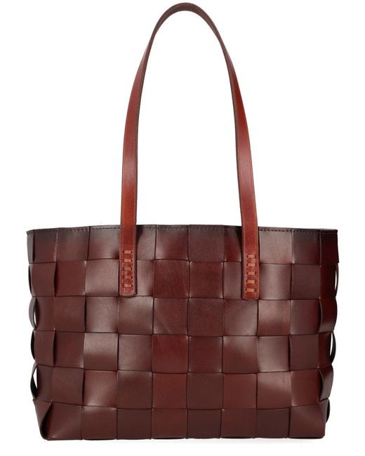 Dragon Diffusion Red Mini Flat Gora Woven Leather Bag