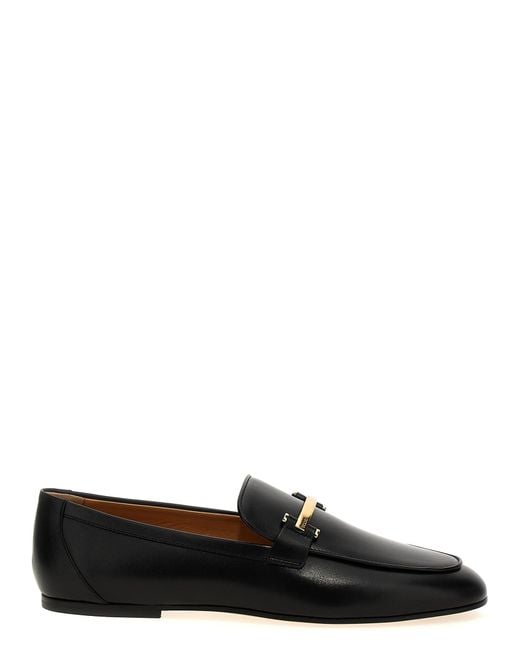 Tod's Black Calfskin Loafers With Metallic Band
