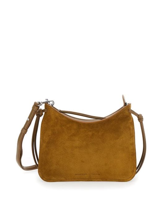 Phoebe Philo Brown 'Gig' Shoulder Bag With Logo Printed On The Front And Removable Shoulder Strap