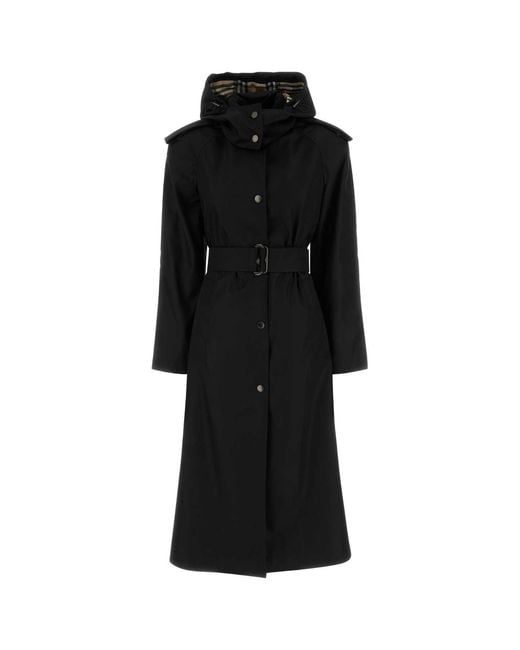 Burberry Black Nylon Trench Coat
