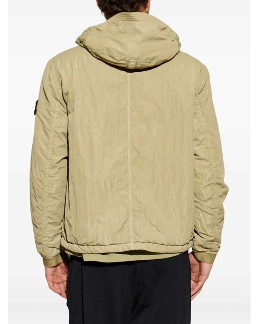 Stone Island Natural Hooded Jacket With Brand Logo Patch for men