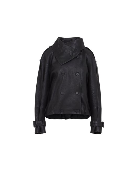 Acne Black Leather Bomber Jacket