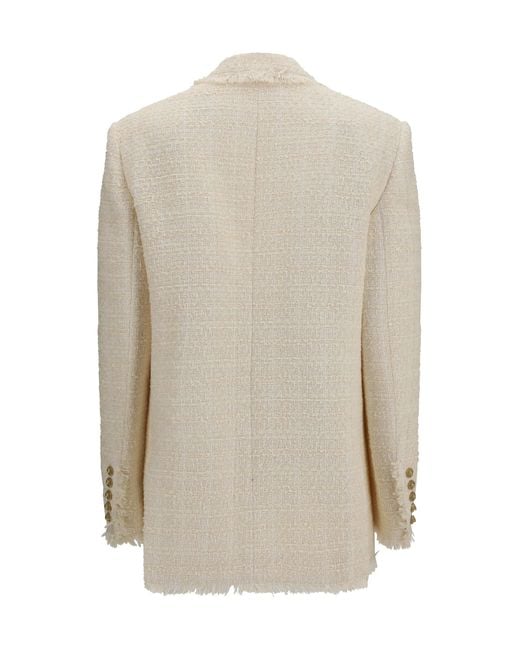 Balmain White Two-Button Tweed Jacket