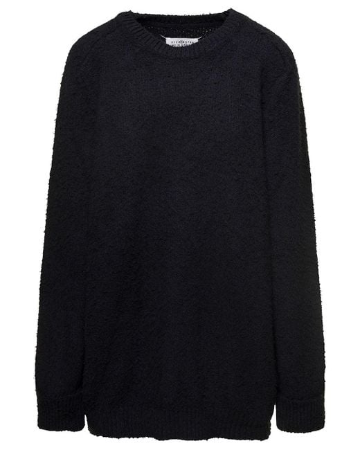 Maison Margiela Black Oversized Sweater With Ribbed Trim for men