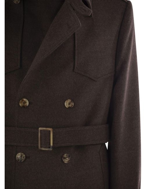 Brunello Cucinelli Black Wool Trench for men