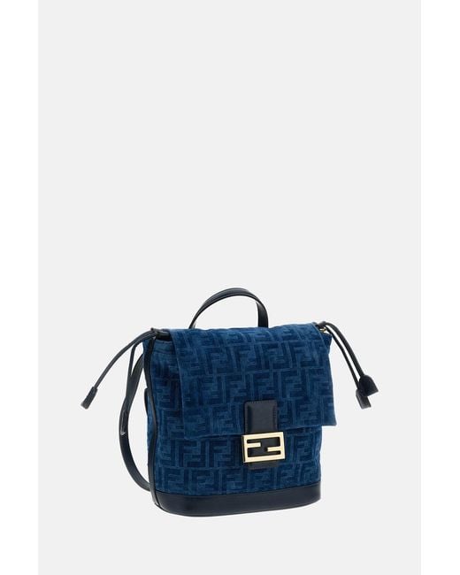 Fendi Blue Backpack Denim Flock Ffbackpack Denim Flock Ff