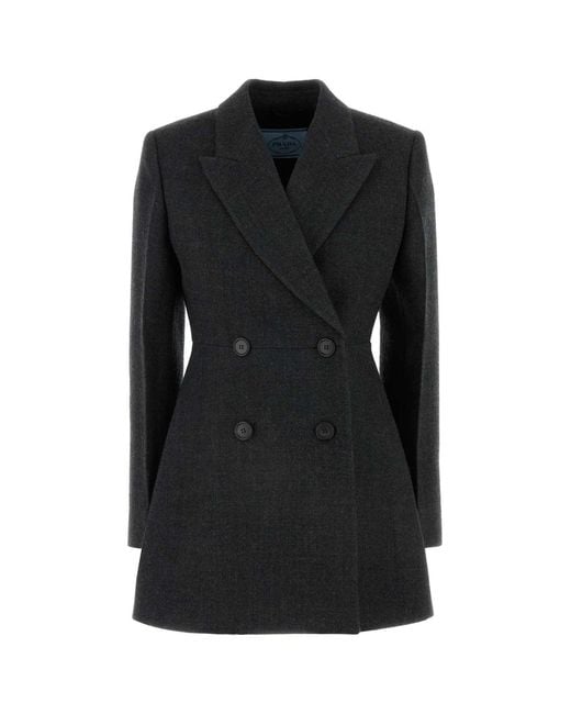 Prada Black Virgin Wool Single-Breasted Blazer