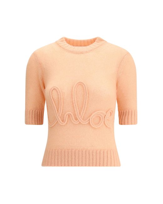 Chloé White Chloã Logo Wool Sweater