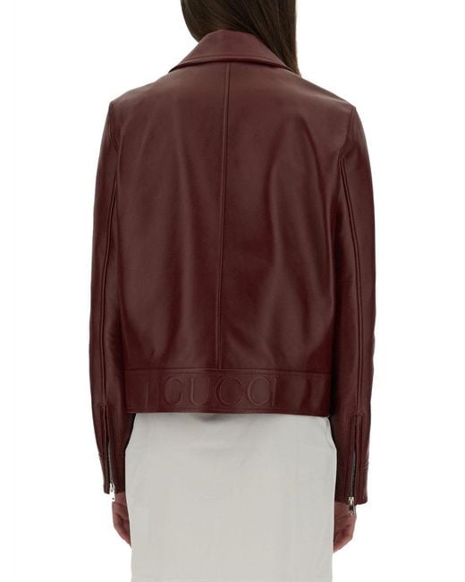 Gucci Red Leather Biker Jacket