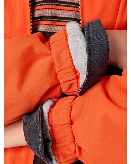 Miu Miu Orange Cotton Poplin Bomber Jacket With Logo