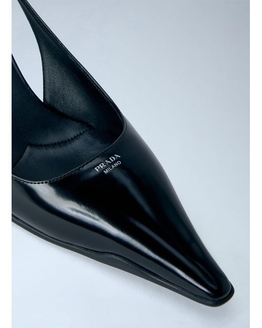 Prada Black Pointed-Toe Slingback Pumps