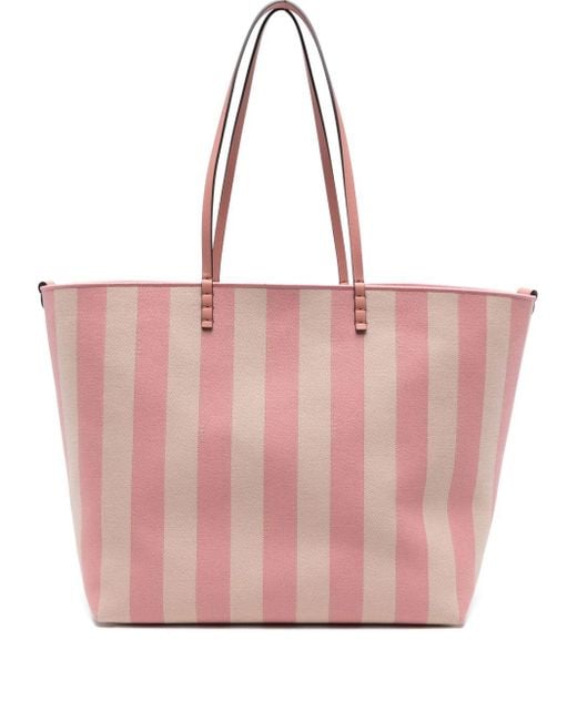 Fendi Pink Roll Large Striped Tote Bag