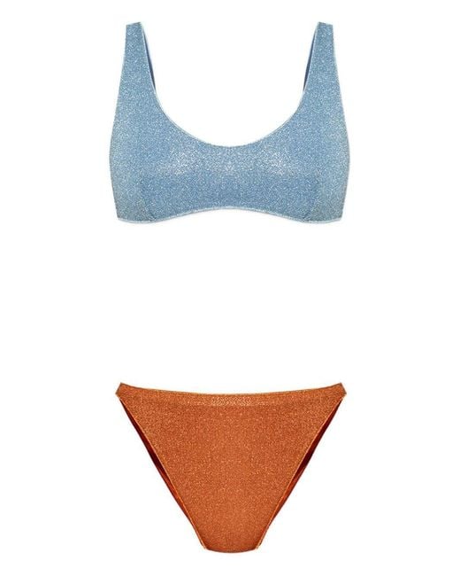 Oseree Blue Two-Tone Bikini