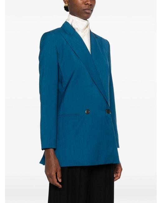 Max Mara Blue Wool Double-Breasted Jacket