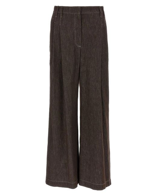 Brunello Cucinelli Brown Wide Leg Jeans