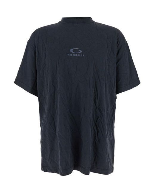 Balenciaga Blue Oversized T-Shirt for men