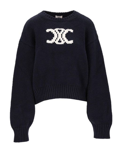 Céline Blue Triomphe Jacquard Knit