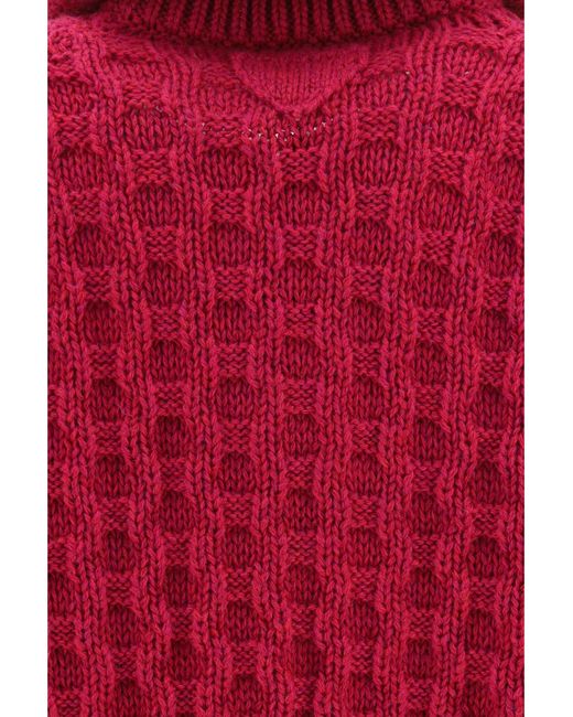 Prada Red Aran Wool Zip Cardigan