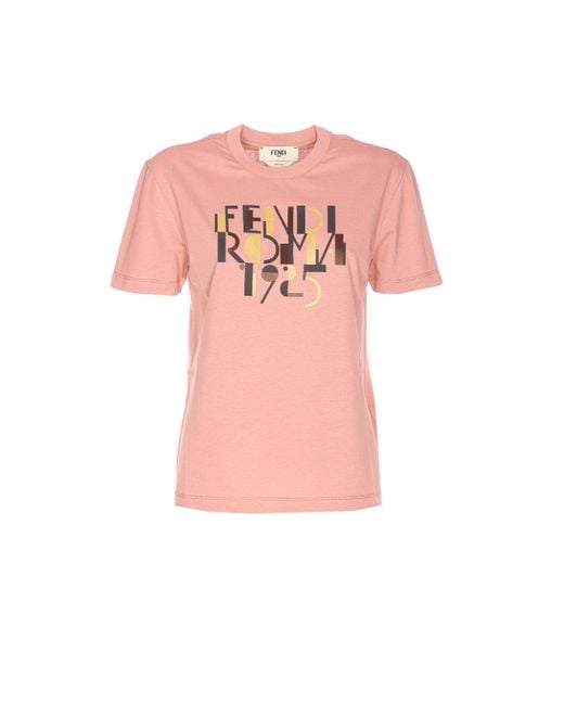 Fendi Pink Roma 1925 Logo T-Shirt