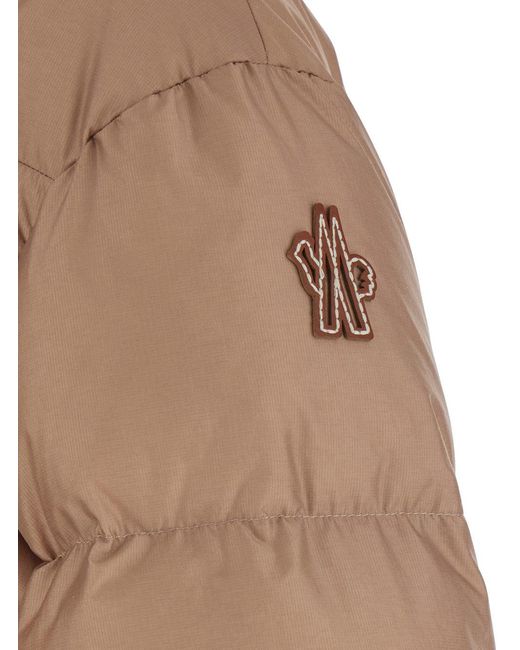 Moncler Brown 'Nisene' Down Jacket With Buckled Belt On The Fr