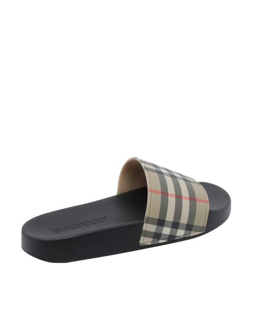 Burberry Gray Check Sliders